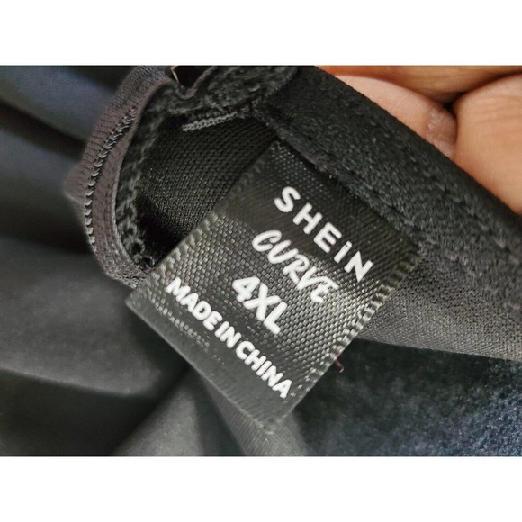 SHEIN Women Black Floral Polyester Round Neck Short Sleeve Knee Length Dress 4XL - Picture 7 of 12